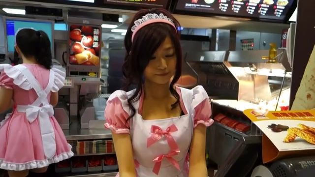 Chinese girl strips behind macdonalds